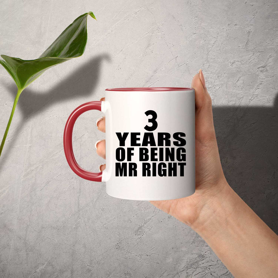 3rd Anniversary 3 Years Of Being Mr Right - 11oz Accent Mug Red