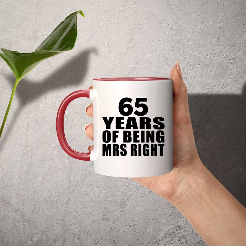 65th Anniversary 65 Years Of Being Mrs Right - 11oz Accent Mug Red