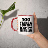 Happy 100th Anniversary 100 Years & Counting - 11oz Accent Mug Red