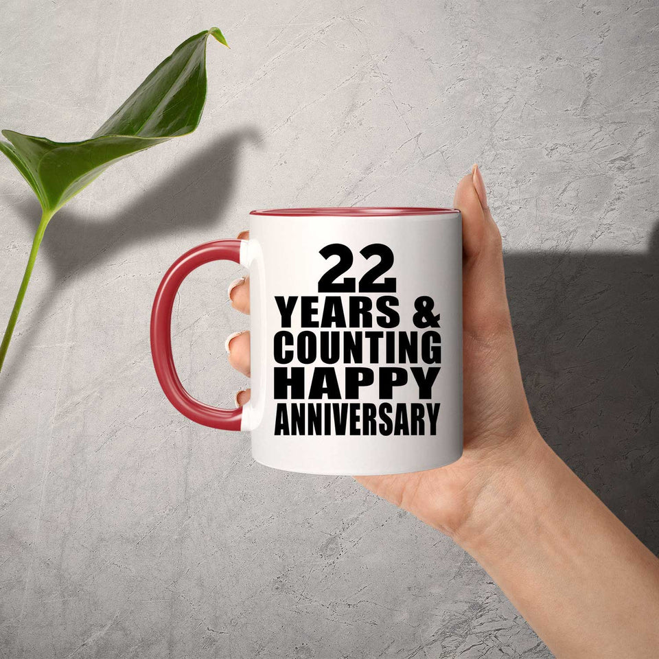 Happy 22nd Anniversary 22 Years & Counting - 11oz Accent Mug Red