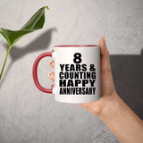 Happy 8th Anniversary 8 Years & Counting - 11oz Accent Mug Red