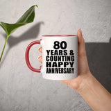 Happy 80th Anniversary 80 Years & Counting - 11oz Accent Mug Red