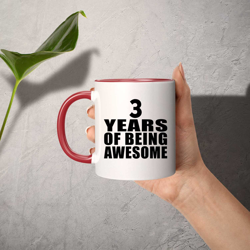 3rd Birthday 3 Years Of Being Awesome - 11oz Accent Mug Red