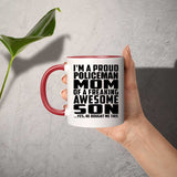 Proud Policeman Mom Of Awesome Son - 11oz Accent Mug Red