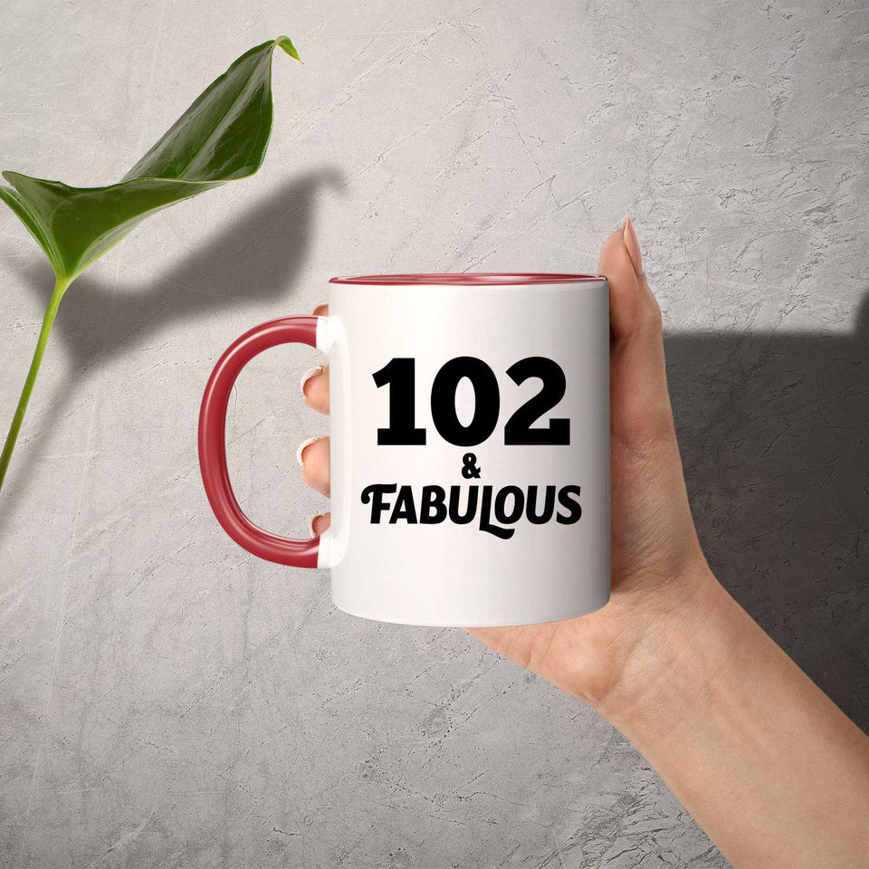 102nd Birthday 102 & Fabulous - 11oz Accent Mug Red