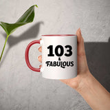 103rd Birthday 103 & Fabulous - 11oz Accent Mug Red