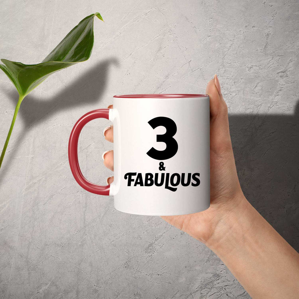 3rd Birthday 3 & Fabulous - 11oz Accent Mug Red