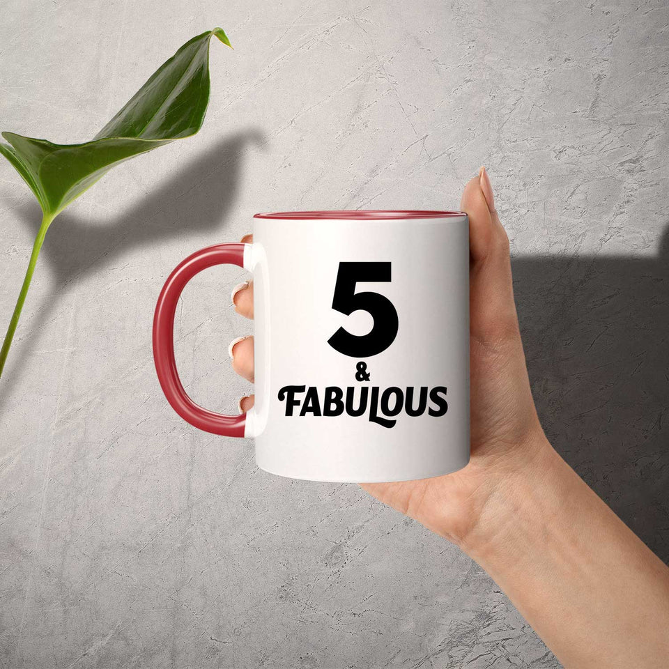 5th Birthday 5 & Fabulous - 11oz Accent Mug Red