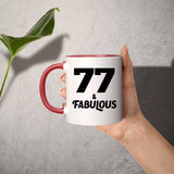 77th Birthday 77 & Fabulous - 11oz Accent Mug Red