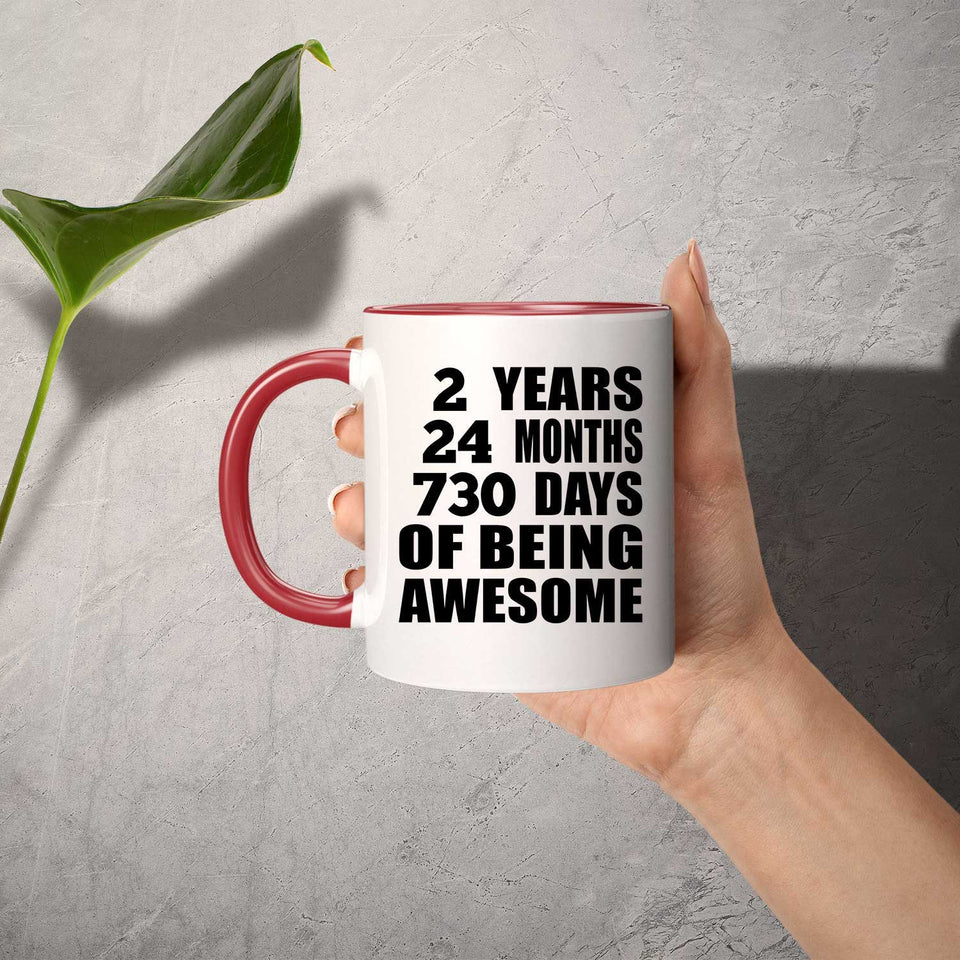2nd Birthday 2 Years 24 Months 730 Days Of Awesome - 11oz Accent Mug Red