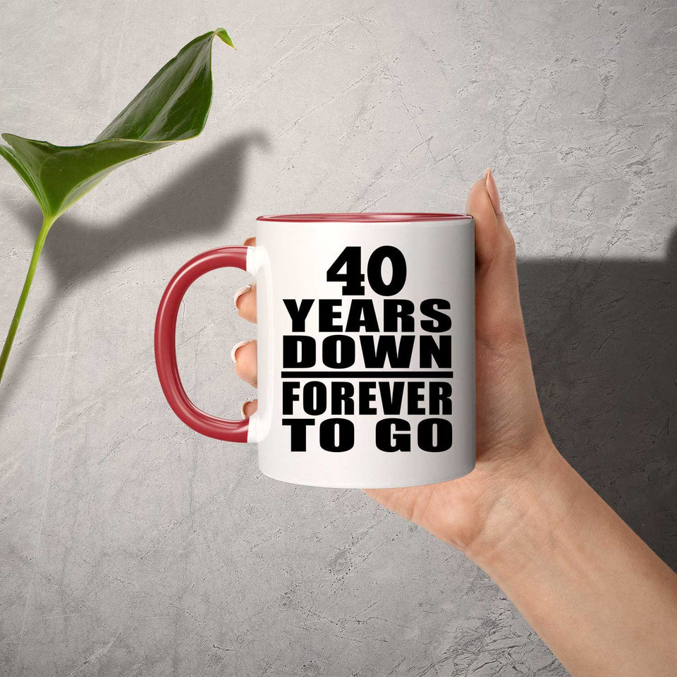40th Anniversary 40 Years Down Forever to Go - 11oz Accent Mug Red