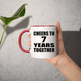7th Anniversary Cheers To 7 Years Together - 11oz Accent Mug Red