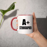 A+ Stenographer - 11oz Accent Mug Red