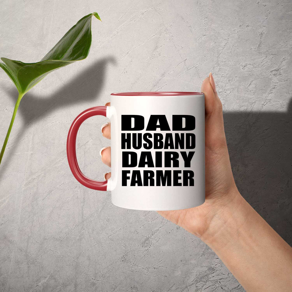 Dad Husband Dairy Farmer - 11oz Accent Mug Red