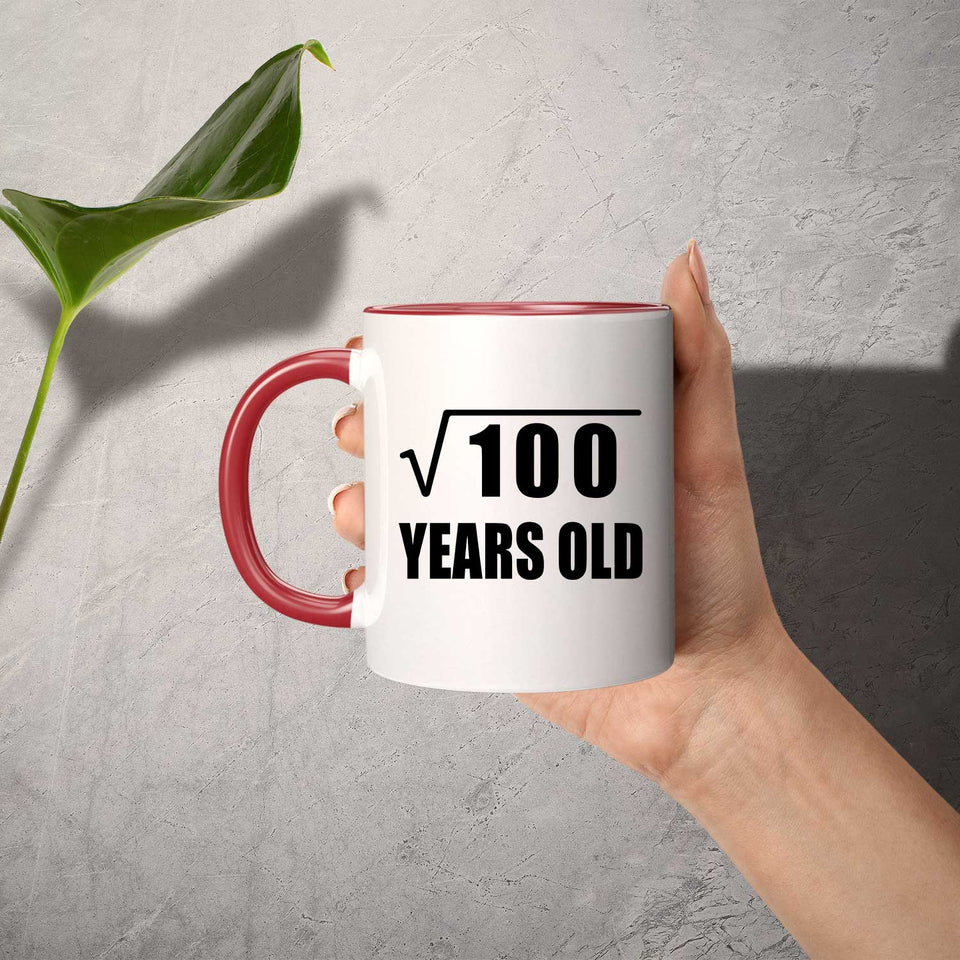 10th Birthday Square Root of 100 Years Old - 11oz Accent Mug Red