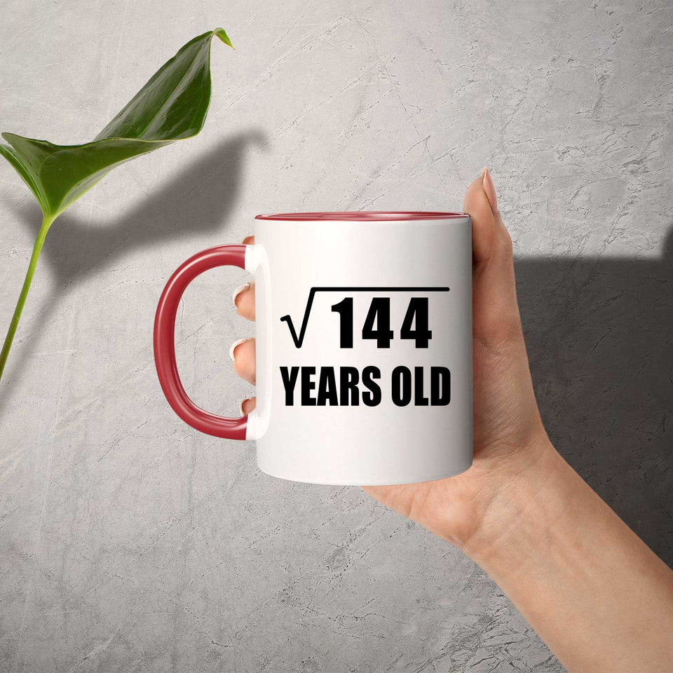 12th Birthday Square Root of 144 Years Old - 11oz Accent Mug Red