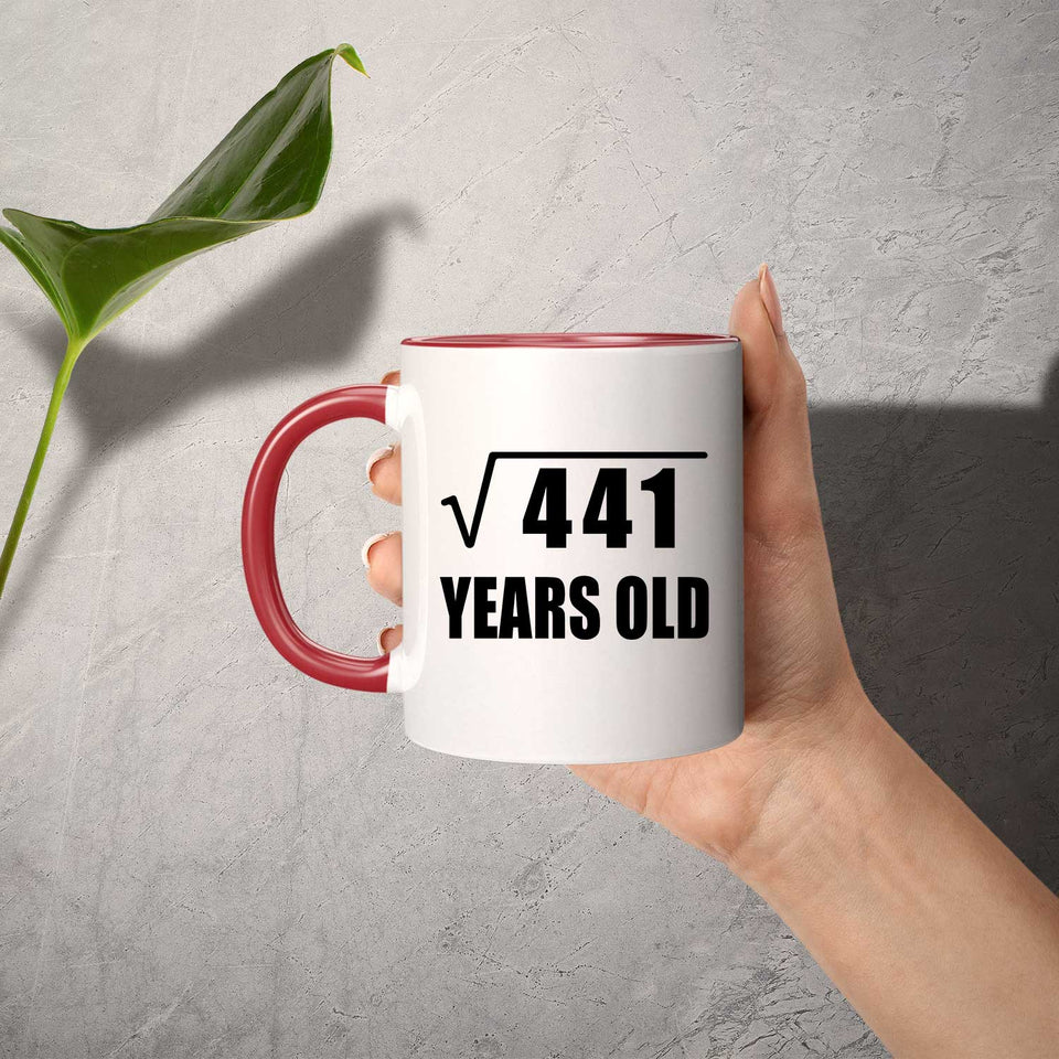 21st Birthday Square Root of 441 Years Old - 11oz Accent Mug Red