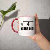 2nd Birthday Square Root of 4 Years Old - 11oz Accent Mug Red