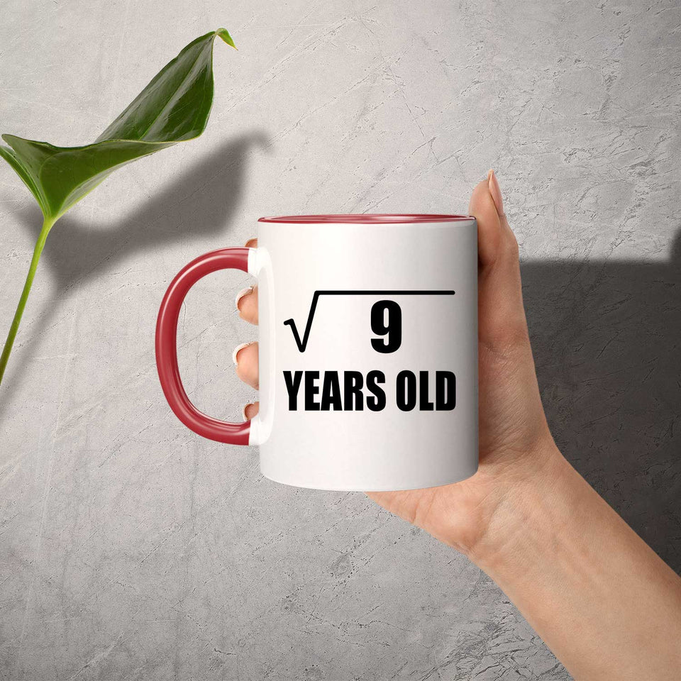 3rd Birthday Square Root of 9 Years Old - 11oz Accent Mug Red