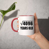 64th Birthday Square Root of 4096 Years Old - 11oz Accent Mug Red