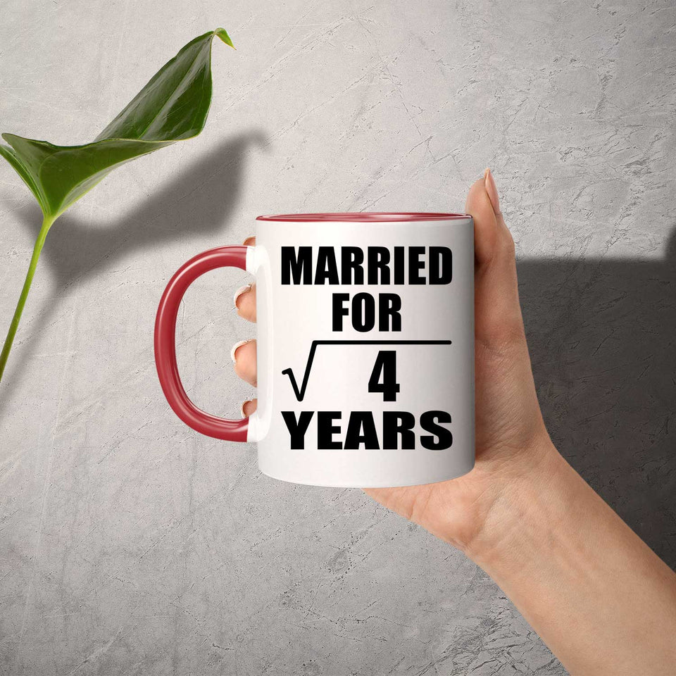 2nd Anniversary Married For Square Root of 4 Years - 11oz Accent Mug Red