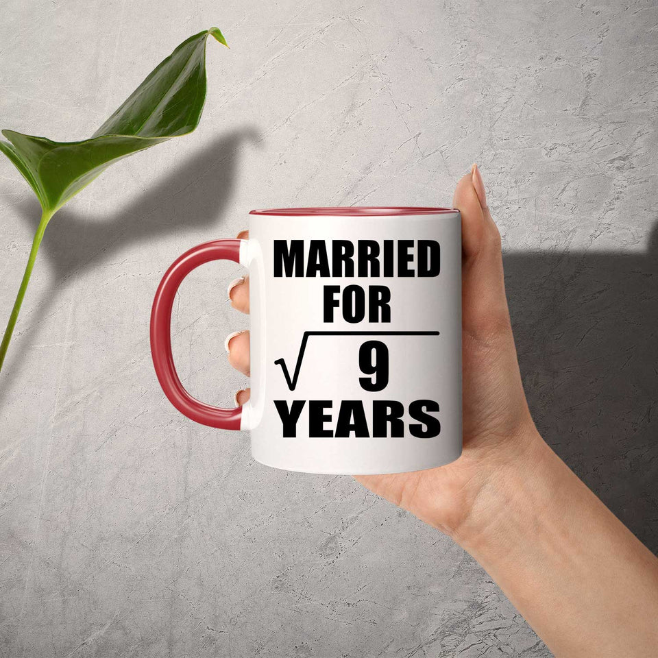 3rd Anniversary Married For Square Root of 9 Years - 11oz Accent Mug Red