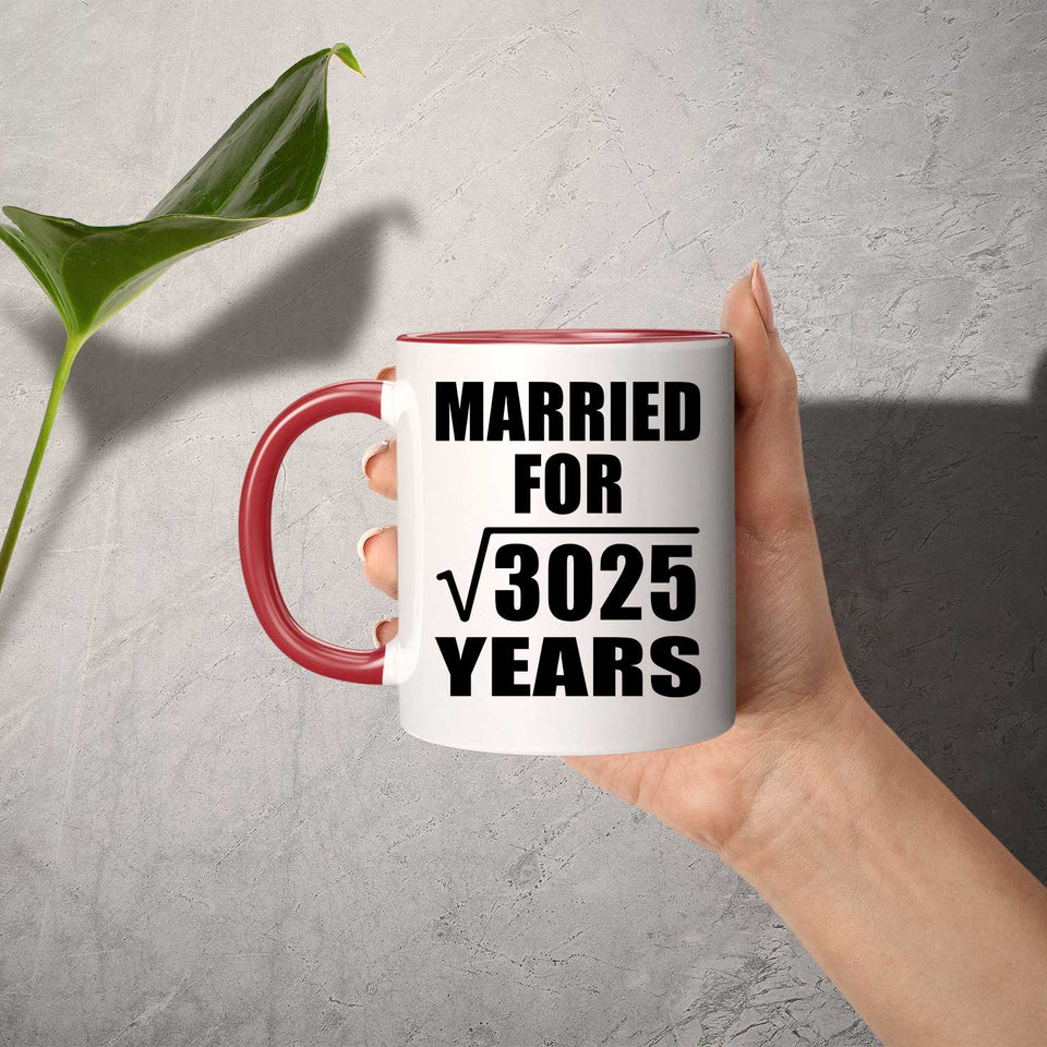 55th Anniversary Married For Square Root of 3025 Years - 11oz Accent Mug Red