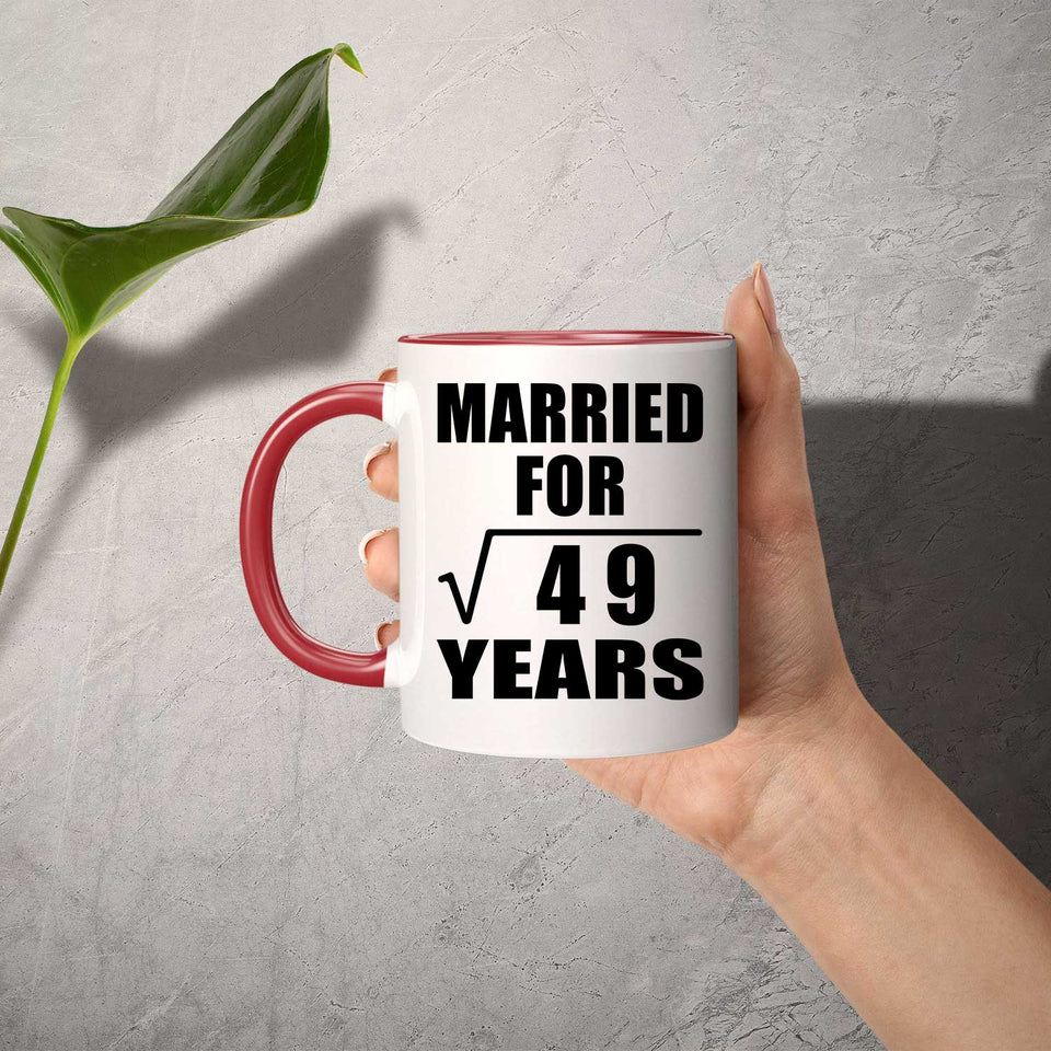 7th Anniversary Married For Square Root of 49 Years - 11oz Accent Mug Red