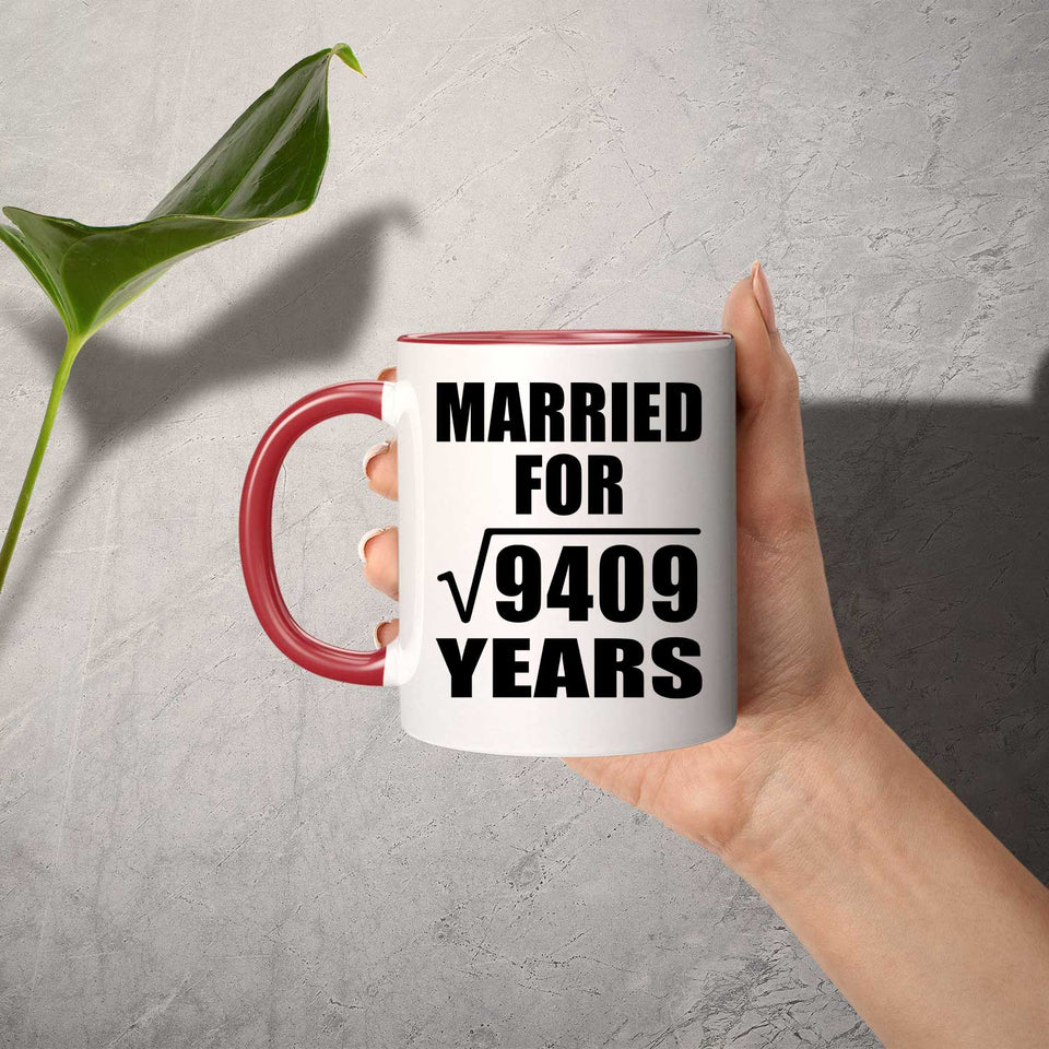97th Anniversary Married For Square Root of 9409 Years - 11oz Accent Mug Red