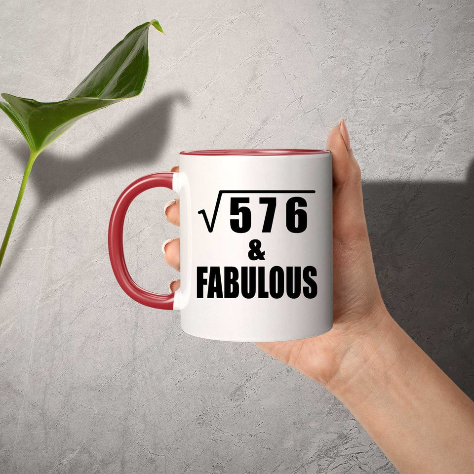 24th Birthday Square Root of 576 & Fabulous - 11oz Accent Mug Red