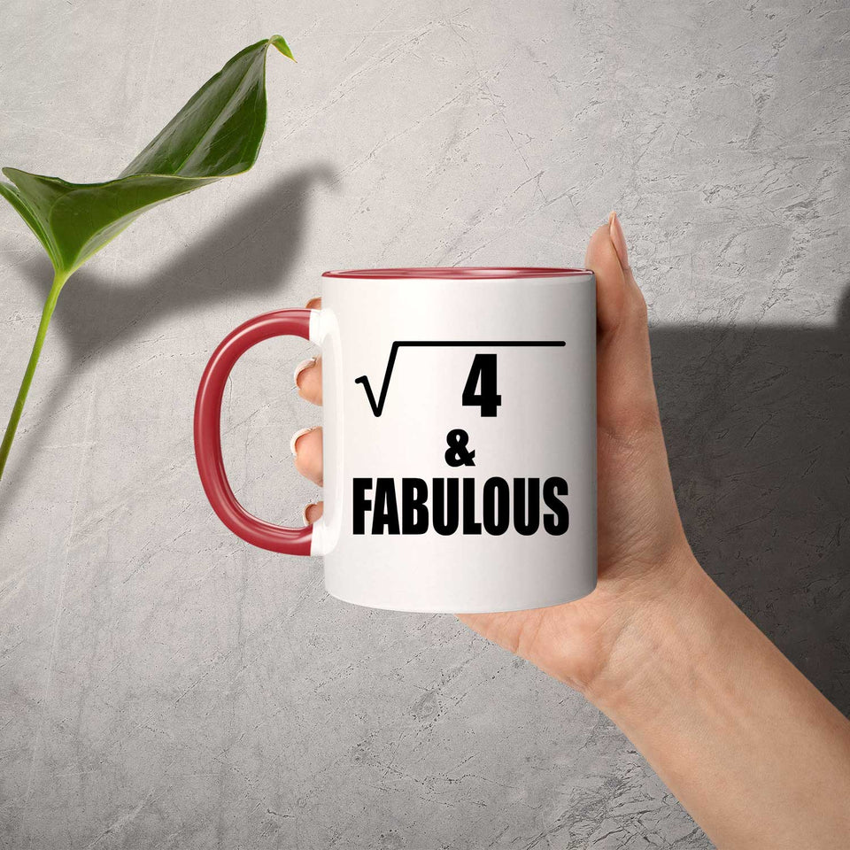 2nd Birthday Square Root of 4 & Fabulous - 11oz Accent Mug Red