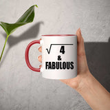 2nd Birthday Square Root of 4 & Fabulous - 11oz Accent Mug Red