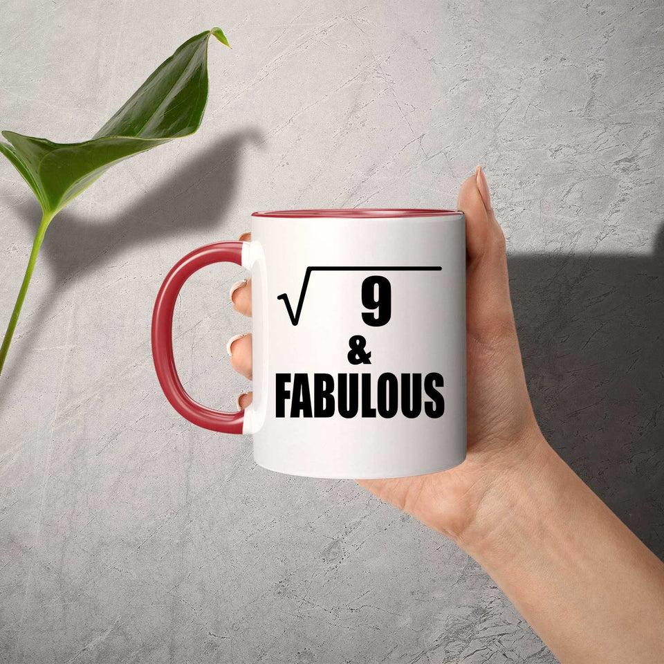 3rd Birthday Square Root of 9 & Fabulous - 11oz Accent Mug Red