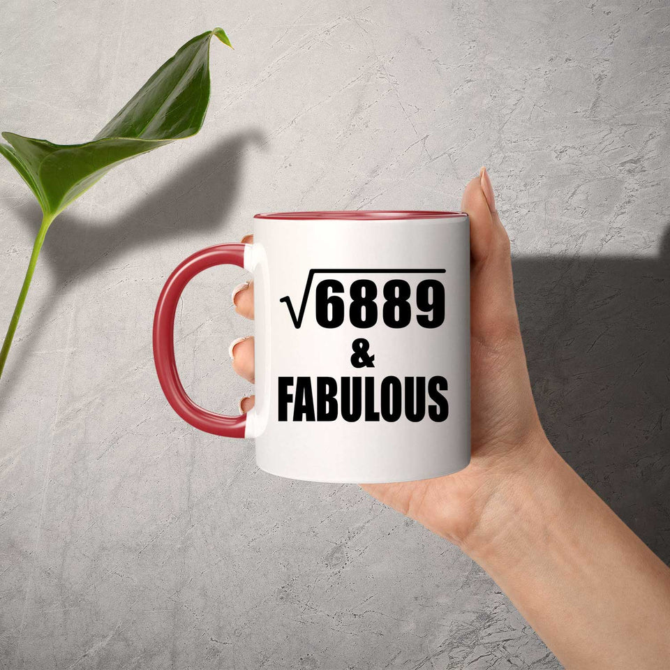 83rd Birthday Square Root of 6889 & Fabulous - 11oz Accent Mug Red