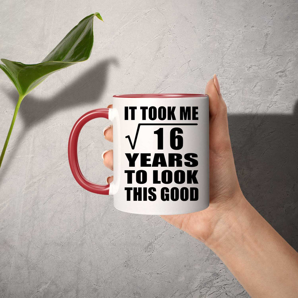 4th Birthday Took Square Root of 16 Years To Look Good - 11oz Accent Mug Red