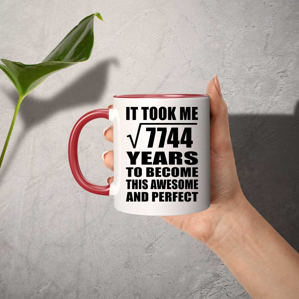 88th Birthday Took Square Root of 7744 Years To Awesome - 11oz Accent Mug Red