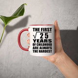 5th Birthday Square Root of 25 Years of Childhood - 11oz Accent Mug Red