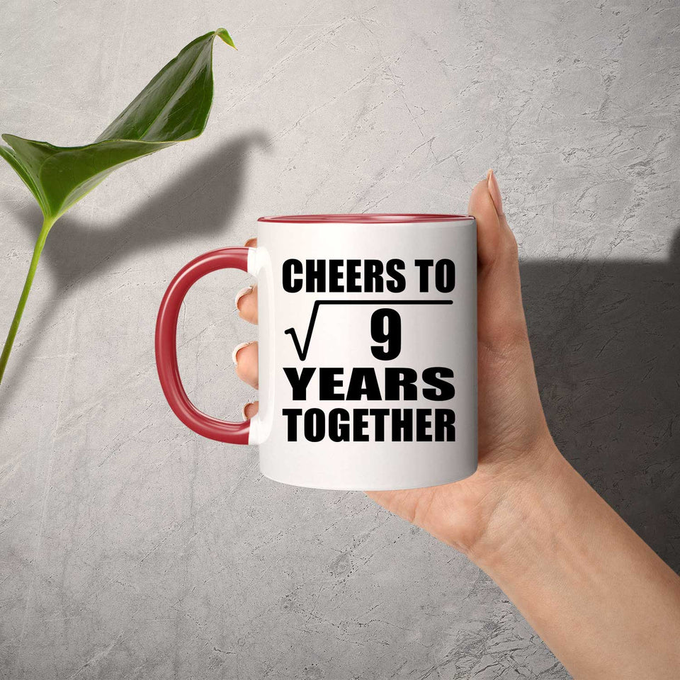 3rd Anniversary Cheers To Square Root of 9 Years Together - 11oz Accent Mug Red
