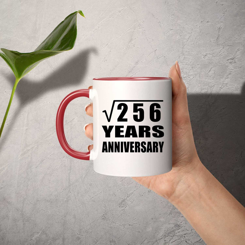 16th Anniversary Square Root of 256 Years Anniversary - 11oz Accent Mug Red