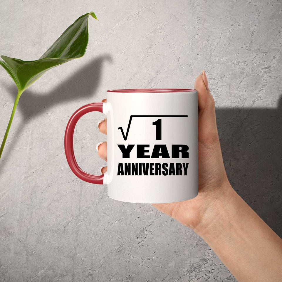 1st Anniversary Square Root of 1 Year Anniversary - 11oz Accent Mug Red