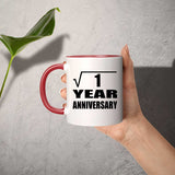 1st Anniversary Square Root of 1 Year Anniversary - 11oz Accent Mug Red