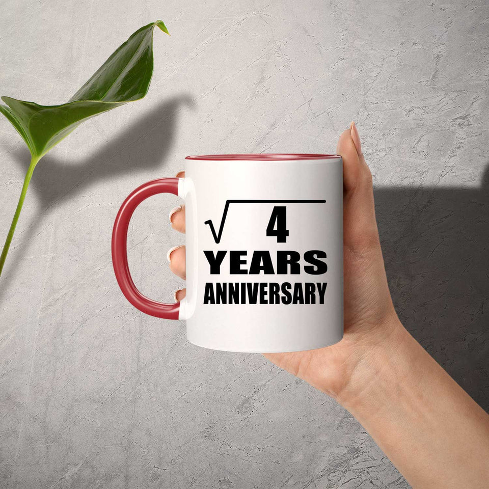 2nd Anniversary Square Root of 4 Years Anniversary - 11oz Accent Mug Red