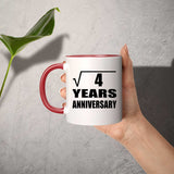 2nd Anniversary Square Root of 4 Years Anniversary - 11oz Accent Mug Red