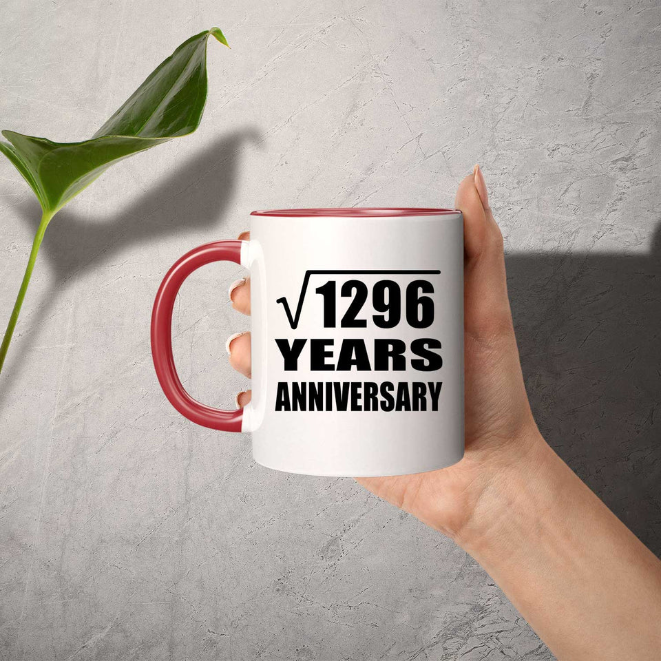 36th Anniversary Square Root of 1296 Years Anniversary - 11oz Accent Mug Red