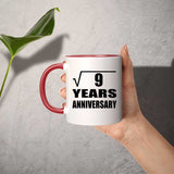 3rd Anniversary Square Root of 9 Years Anniversary - 11oz Accent Mug Red