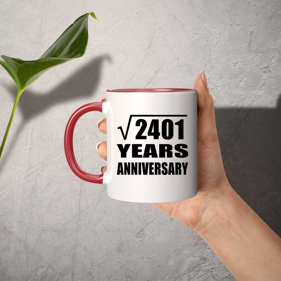 49th Anniversary Square Root of 2401 Years Anniversary - 11oz Accent Mug Red