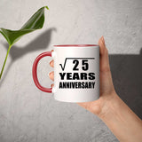 5th Anniversary Square Root of 25 Years Anniversary - 11oz Accent Mug Red