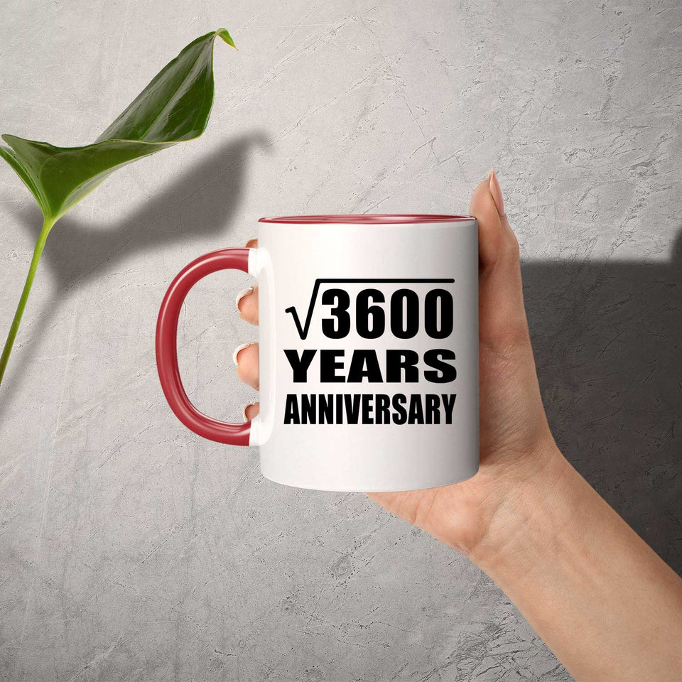 60th Anniversary Square Root of 3600 Years Anniversary - 11oz Accent Mug Red