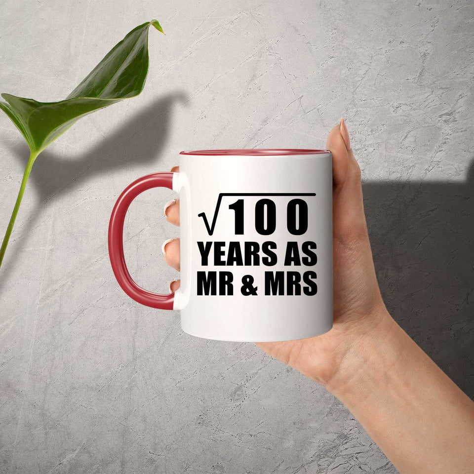 10th Anniversary Square Root of 100 Years As Mr & Mrs - 11oz Accent Mug Red