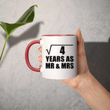 2nd Anniversary Square Root of 4 Years As Mr & Mrs - 11oz Accent Mug Red